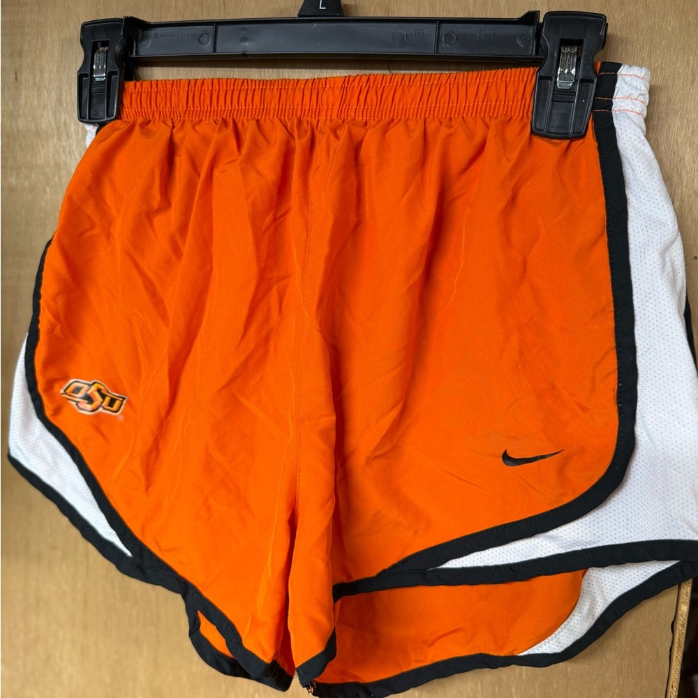 Nike Women's Bright Orange and White Athletic Shorts OSU